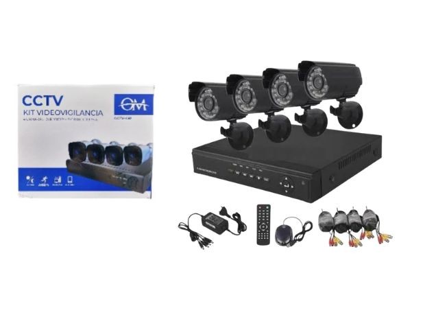 &uu KIT 4 CAMARA IP SEGURIDAD + DVR CON CABLE OM